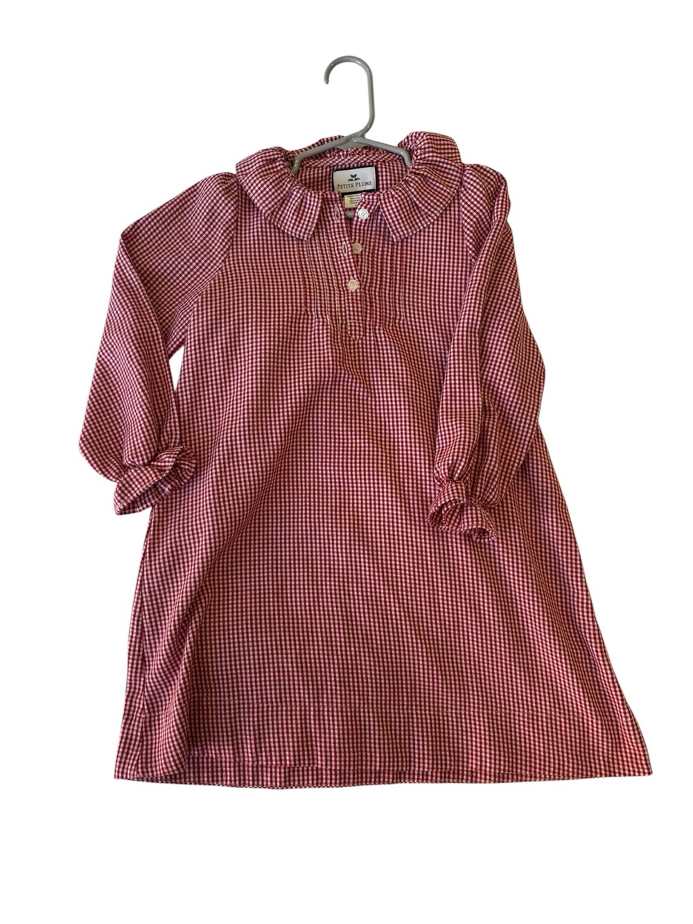 Petite plume Red & White Gingham Ruffle Collar nightgown/dress
